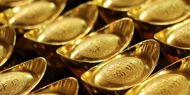 Gold surrenders major part of intraday gains; downside seems limited
