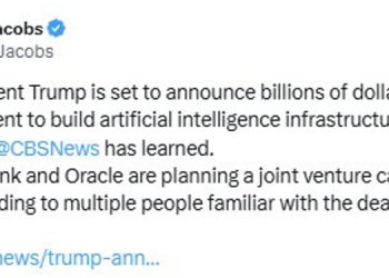 CBS: Pres. Trump to announce private sector investment in AI infrasture