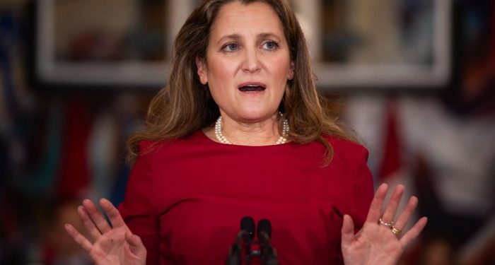 Canada should respond to Trump with tariffs on Musk’s Teslas, Freeland says