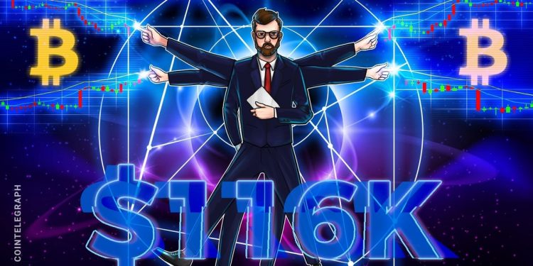 BTC price to $116K next? Bitcoin trader sees ‘early week’ all-time high