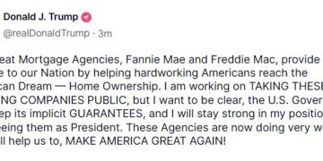 Trump says working on taking Fannie Mae and Freddie Mac public, implicit guarantees remain