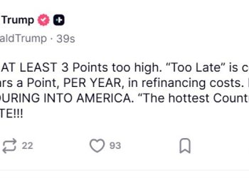 Trump: Rates are at least 3 points too high