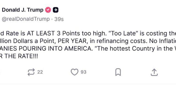 Trump: Rates are at least 3 points too high