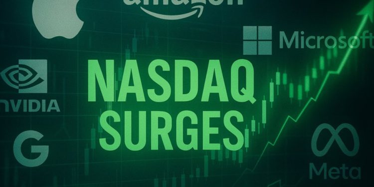 NASDAQ index closes at a new record high and also makes a new intraday high today