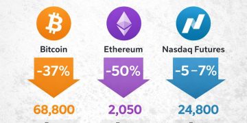 Bitcoin Holds $68.8K While Ethereum Slides Toward $2k as Nasdaq Cools in February 2026