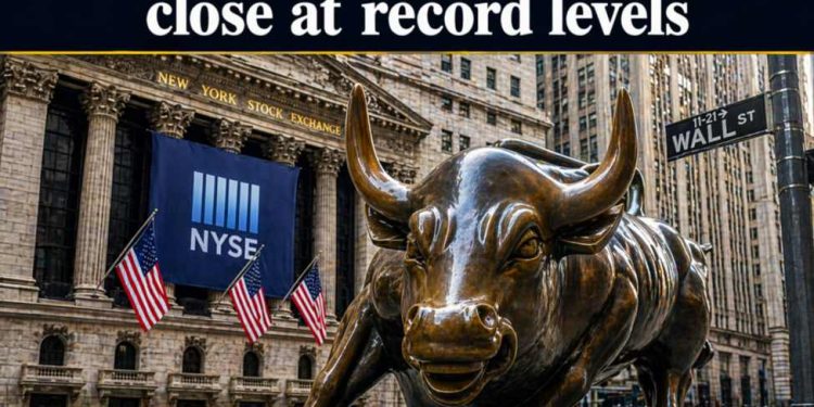 The NASDAQ and S&P indices close at record levels